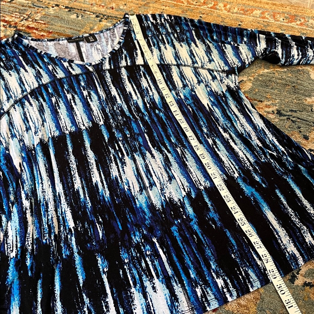 Willi Smith Blue and Black Patterned Top - Picture 4 of 6